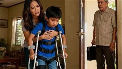 ظن أن زوجته زوجته تؤذي ابنه المشلول لكن ما رأة خلف الطفل جعله يبكي كا الطفل 